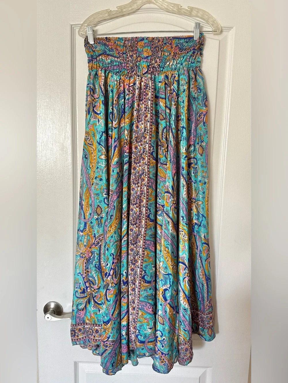 Bohemian Wide-Leg silky Paisley Palazzo Pants one size